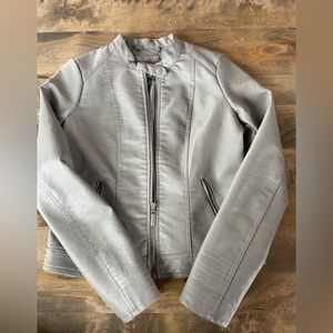 Gray vegan leather jacket
